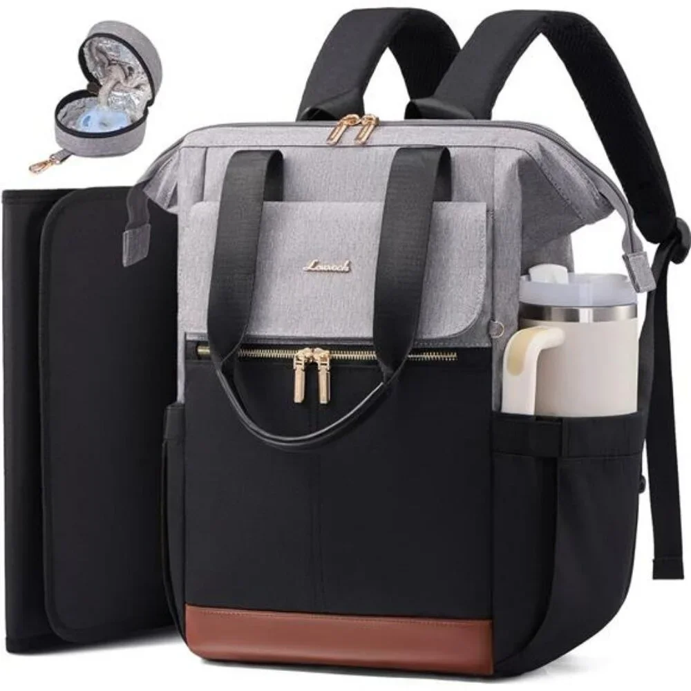 Large Waterproof Diaper Bag Backpack Tote with Insulated Pockets Baby Travel Bag